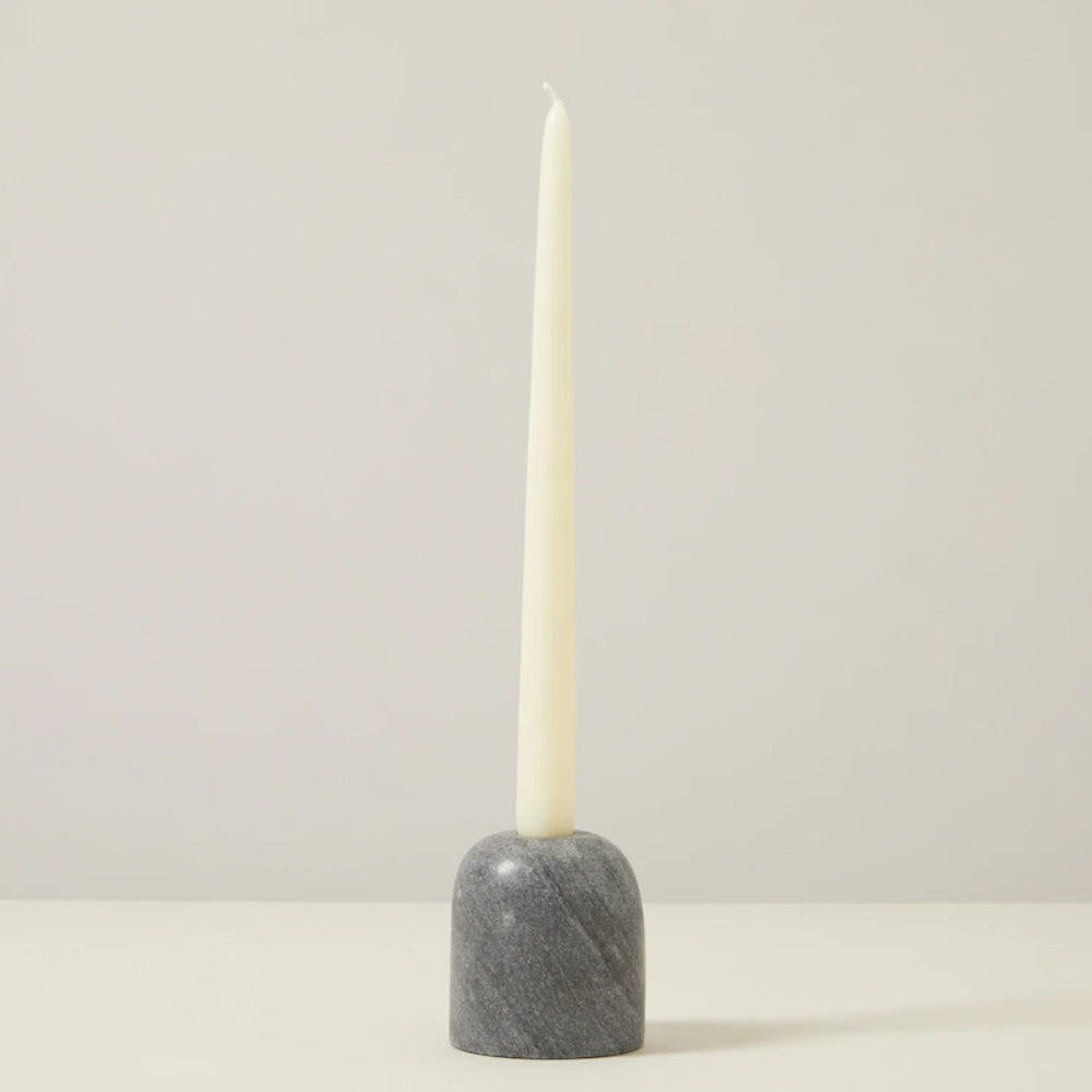 TAPER/TEALIGHT CANDLE HOLDER, LARGE GREY MARBLE​